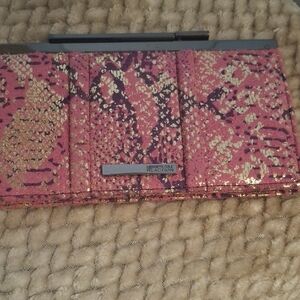 Kenneth Cole Reaction Pink and Gold Metallic Pattern Card Wallet
